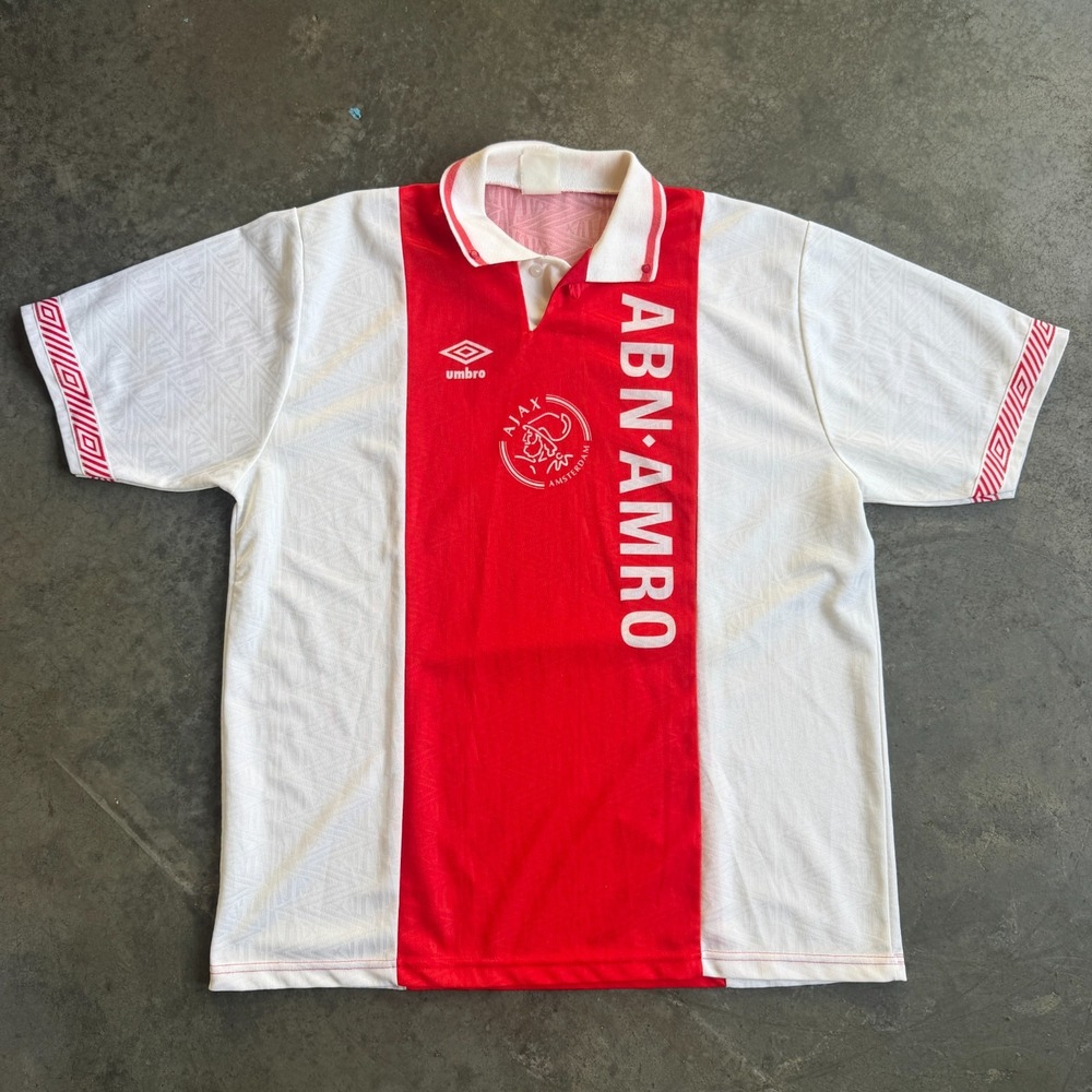 Vintage RARE '91-'92 Ajax Home Jersey Kit Football Umbro Mens XL 24x29 Soccer